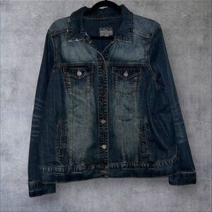Market & Spruce Blue Jean Jacket with Vintage Look